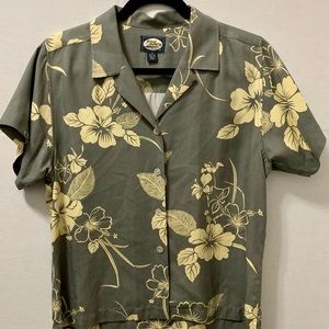 Tommy Bahama Hawaiian 100% Silk Shirt Hibiscus